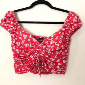 Zara drawstring floral crop top